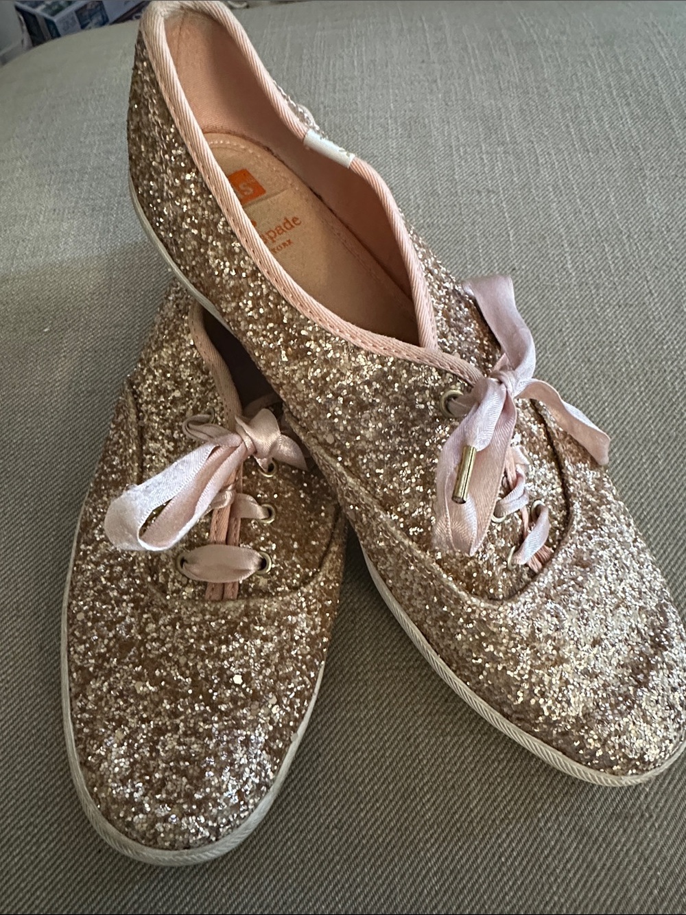 Kate Spade x Keds  Glitter Lace-Up Women's Sneakers in Rose Gold